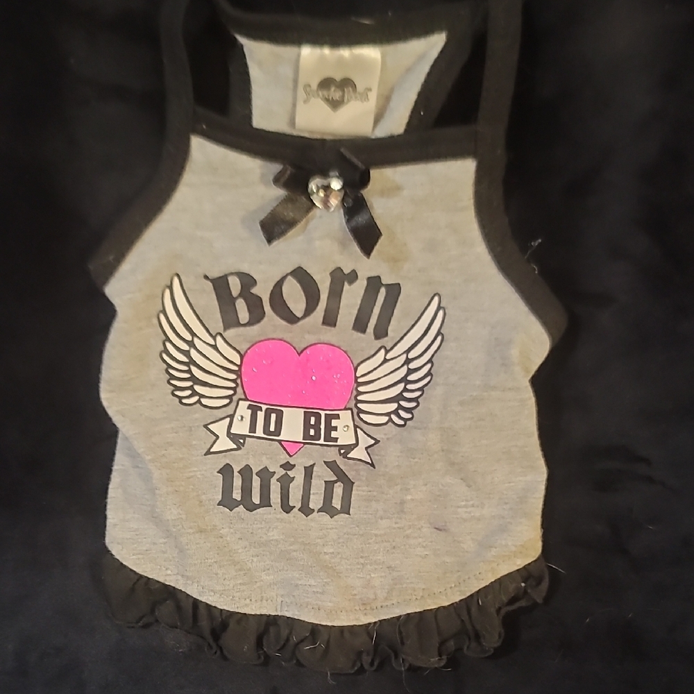 Gray and Pink Dog Tank Top with Graphic Design